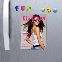 Moderne Zeitschriftencover-Inspiration zum 18. Geb Magneteinladung