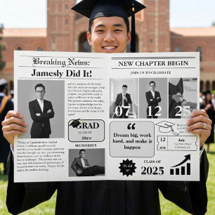 Moderne Zeitung Minimalistischer Uni-Abschluß Einladung