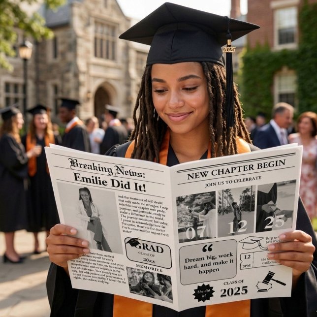 Moderne Zeitung Minimalistischer Uni-Abschluß Einladung (Von Creator hochgeladen)