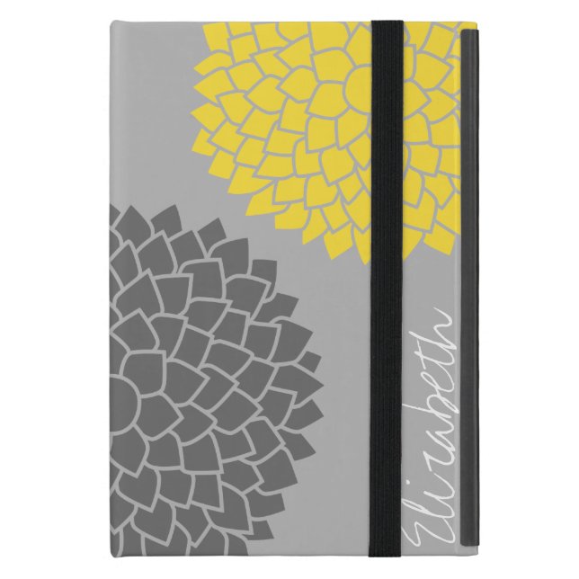 Moderne Zen-Blume - Gelbgrau iPad Mini Schutzhülle (Vorderseite Geschlossen)