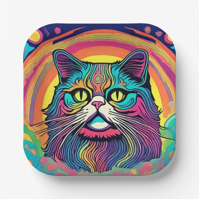 Moderne Zen Cat Pappteller (Vorderseite)