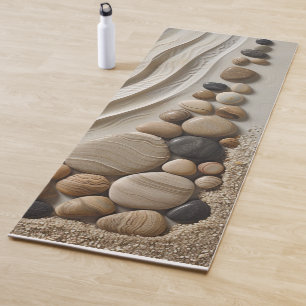 Moderne Zen-Flusssteine und Sandtextur-Yogamatte Yogamatte