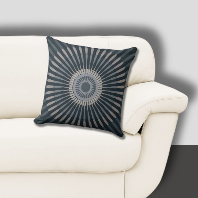 Moderne zentrierte Blue-Gray-Star-Blume Kissen (Modern Centered Blue-Gray Star Flower Throw Pillow)