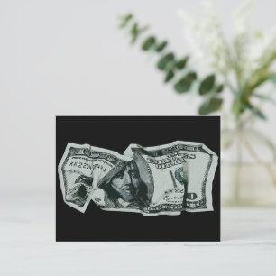 Moderne zerknitterte 100-Dollar-Schein-Gestaltung Postkarte