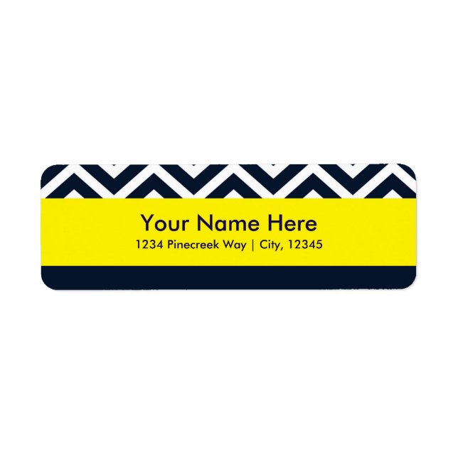 Moderne, Zickzack, blau-gelbe Adressenmarken (Vorne)