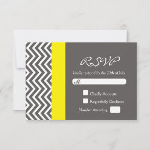 Moderne Zickzack-graue und gelbe Hochzeitskarte RSVP Karte