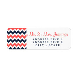 Moderne Zickzack Hochzeitskollektion Navy & Coral