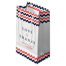 Moderne Zickzack Hochzeitskollektion Navy & Coral