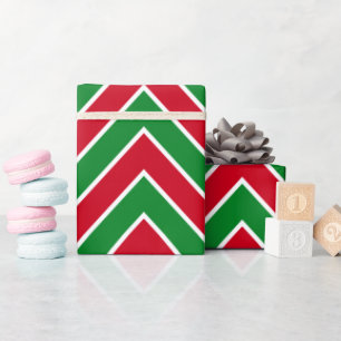 Moderne Zickzack Streifen Rot Grün Weihnachten Geschenkpapier