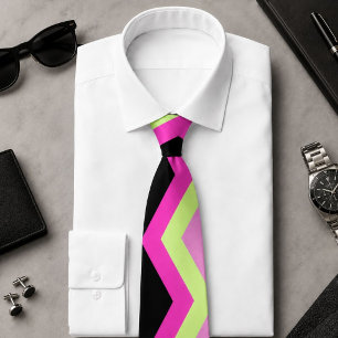 Moderne Zickzackmuster Schwarz Fuchsie Zickzack Krawatte