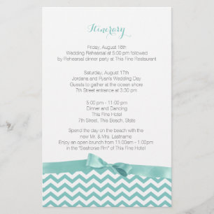 Moderne Zig Zag Aqua und Grau Itinerary