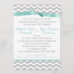 Moderne Zigzag Aqua und Bow Einladung