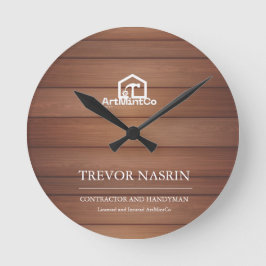 Moderne Zimmermann Werkzeuge Holz  Runde Wanduhr