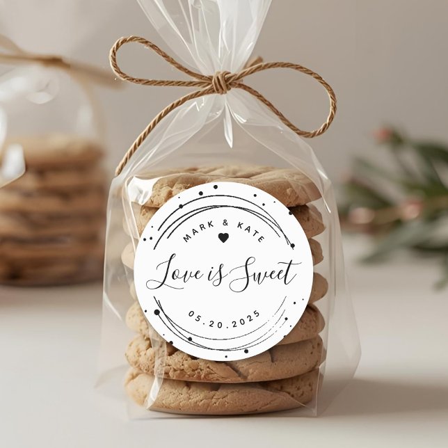 Moderne zirkuläre Liebe ist süße Gastgeschenk Hoch Runder Aufkleber (Von Creator hochgeladen)