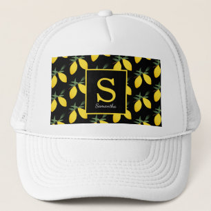 Moderne Zitrone Citrus Monogramm Name Trucker Mütz Truckerkappe