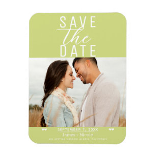 Moderne Zitrone Limette Hochzeitsankündigung mit F Magnet