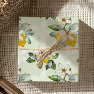 Moderne Zitronen-Blumen-Zitrus-Hochzeit  Geschenkpapier Set