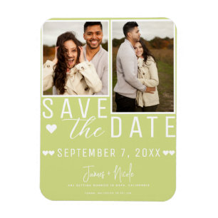 Moderne Zitronen-Limetten Save-the-Date 2-Foto-Hoc Magnet