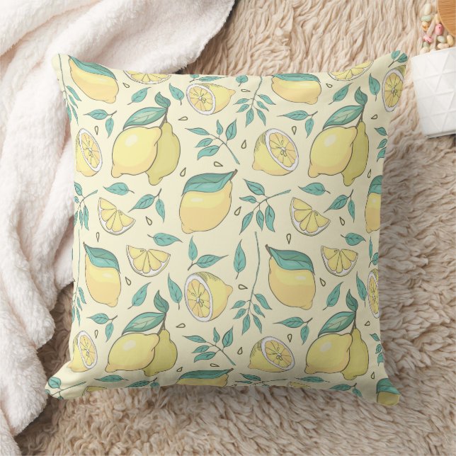 Moderne Zitronenfrüchte Sommergelb Personalisiert Kissen (Decke)