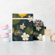 Moderne Zitrus-Blüten-Schmetterlingsmuster mit Zit