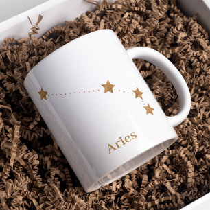Moderne Zodiac Sign Gold Aries Elementfeuer Kaffeetasse