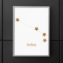 Moderne Zodiac Sign Gold Aries | Elementfeuer Poster