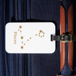 Moderne Zodiac Sign Gold Pises | Element Wasser Gepäckanhänger