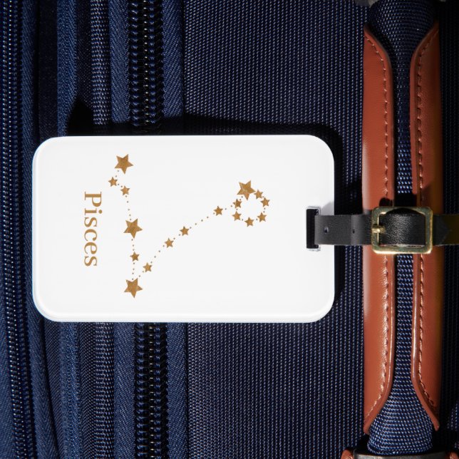 Moderne Zodiac Sign Gold Pises | Element Wasser Gepäckanhänger (Vorderseite Insitu 4)
