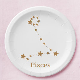 Moderne Zodiac Sign Gold Pises | Element Wasser Pappteller