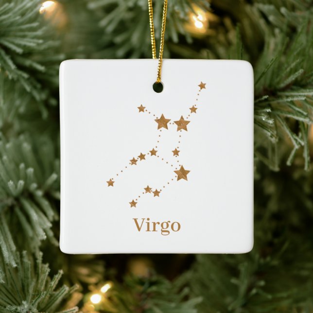 Moderne Zodiac Sign Gold Virginia | Element Erde Keramikornament (Baum)