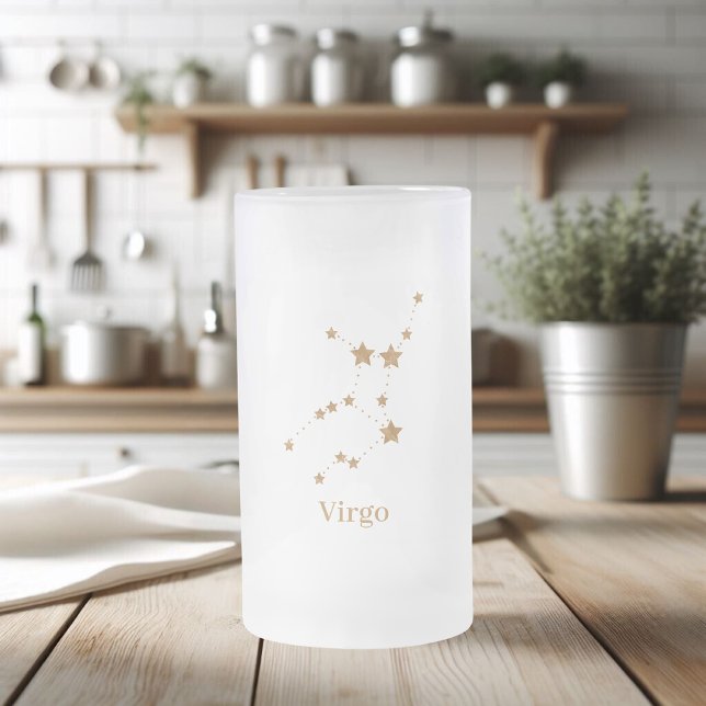 Moderne Zodiac Sign Gold Virginia | Element Erde Mattglas Bierglas (Von Creator hochgeladen)