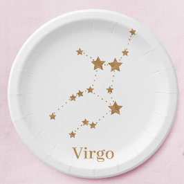 Moderne Zodiac Sign Gold Virginia | Element Erde Pappteller
