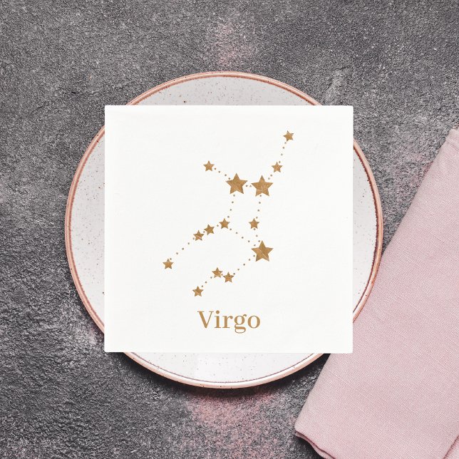 Moderne Zodiac Sign Gold Virginia | Element Erde Serviette (Von Creator hochgeladen)