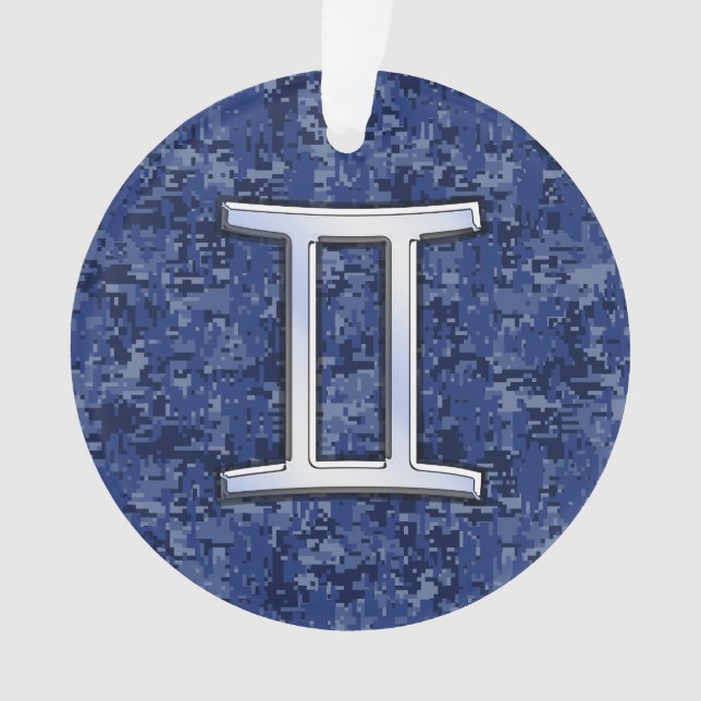 Moderne Zodiac-Sternzeichen Blaue digitale Camoufl Ornament (Vorderseite)