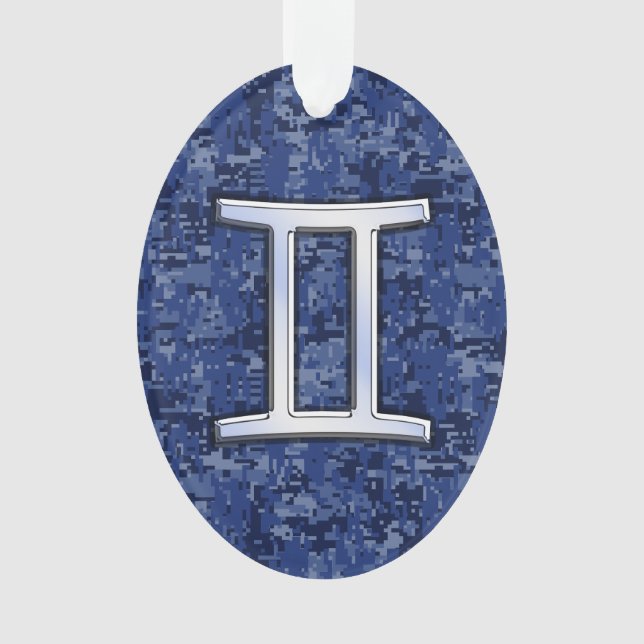 Moderne Zodiac-Sternzeichen Blaue digitale Camoufl Ornament (Vorderseite)