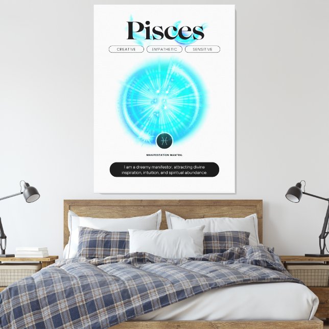 Moderne Zodiaka-Schildkröten Zitat Wasserelement Leinwanddruck (Insitu (Schlafzimmer))