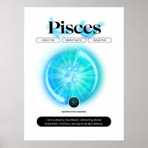 Moderne Zodiaka-Schildkröten Zitat Wasserelement Poster