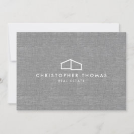 Moderne Zuhause-Logo-Grau-Linen-Flachbildschirm Mitteilungskarte