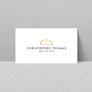 Moderne Zuhause-Logo-Imitate Gold auf Weiß Visitenkarte