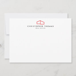 Moderne Zuhause-Logo-Realton Rot/Weiß-Flachbildsch Mitteilungskarte