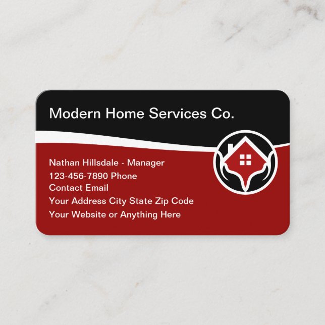 Moderne Zuhause Services Business Cards Visitenkarte (Vorderseite)