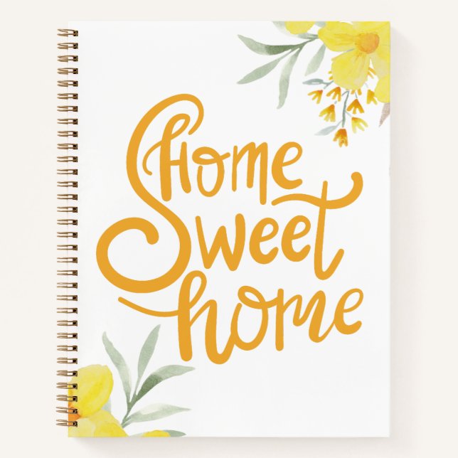 Moderne Zuhause Sweet Zuhause Chic Floral Personal Notizbuch (Vorderseite)
