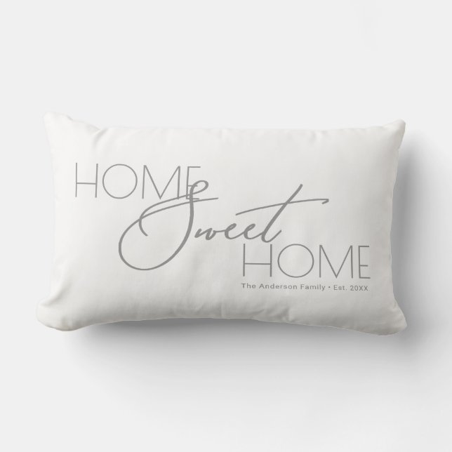Moderne Zuhause Sweet Zuhause Housewarming Lendenkissen (Vorderseite)