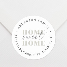 Moderne Zuhause Sweet Zuhause Personalisierte Rück Runder Aufkleber