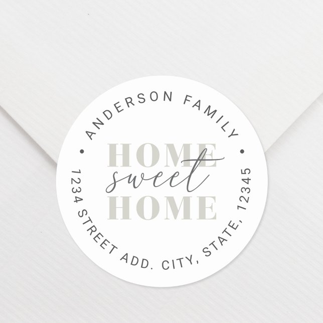 Moderne Zuhause Sweet Zuhause Personalisierte Rück Runder Aufkleber (Von Creator hochgeladen)