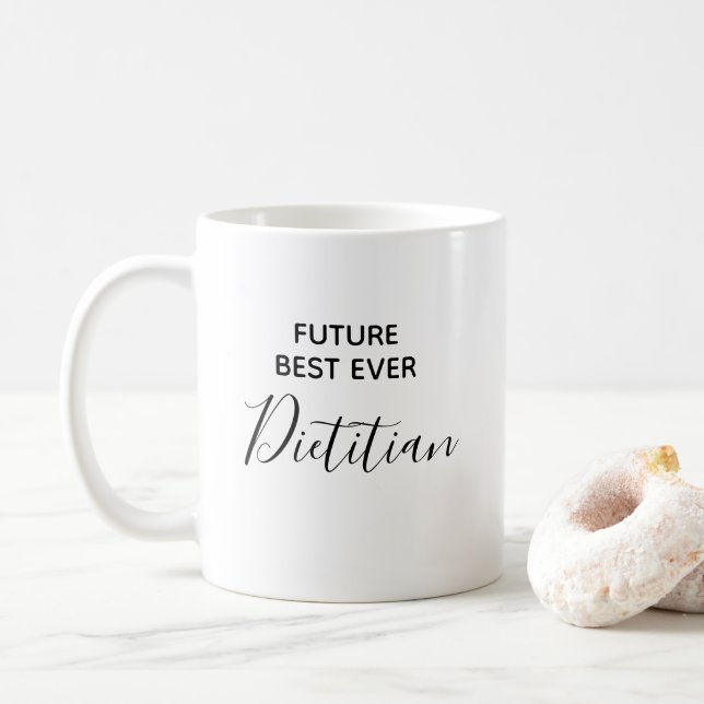 Moderne Zukunft Beste Diätistische Typografie Kaffeetasse (Mit Donut)