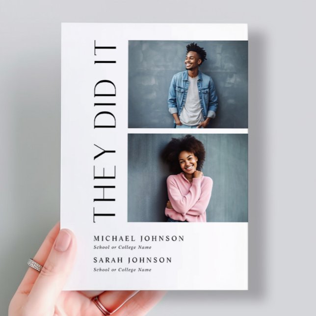 Moderne Zwei Absolventen - Doppel-Abitur Einladung (Von Creator hochgeladen)