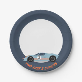 Moderne Zwei-Fast-Race-Car Boy 2. Geburtstag Pappteller