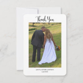 Moderne Zwei-Foto-Einfache Hochzeit Dankeskarte