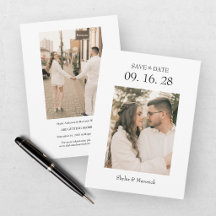 Moderne Zwei-Foto-Save-the-Date-Karte